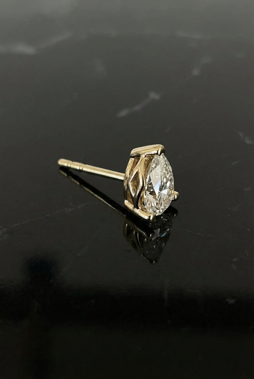 1.0 ct. tw. Lab-Grown Pear-Shaped Diamond Stud Earrings (Yellow Gold)