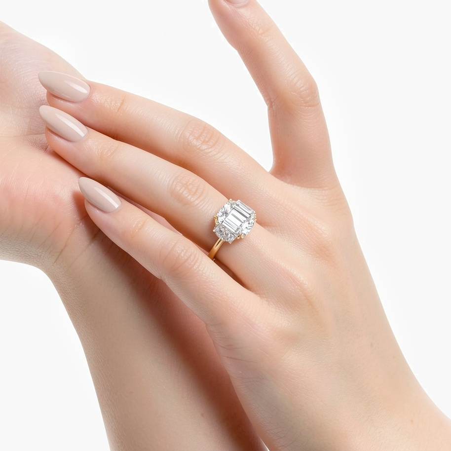 Esme Trinity Emerald Diamond Ring