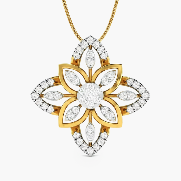 Collier Fleur en diamants (or jaune) - 1 ct.