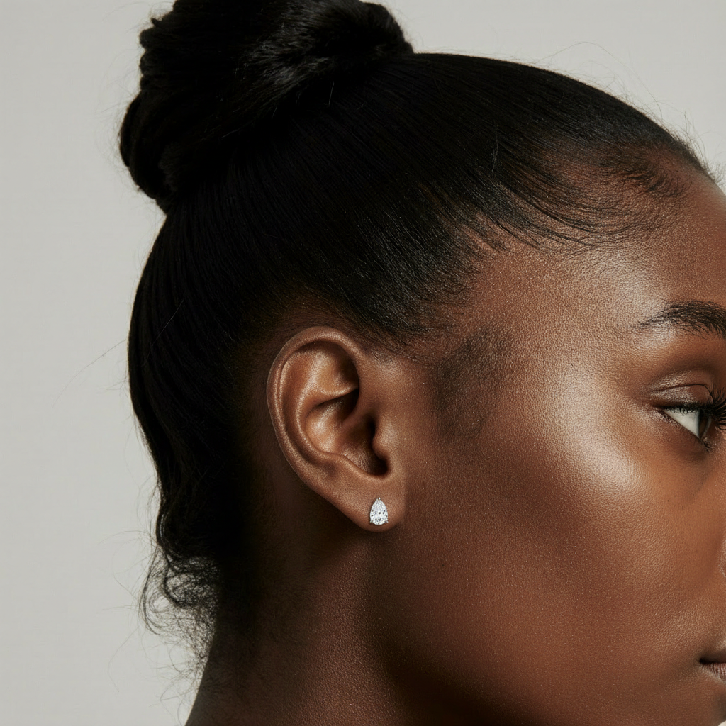 Boucles d'oreilles puces en diamant Meteor en forme de poire, 1 ct au total