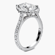 Vera Halo/Pavé Pear Diamond Ring