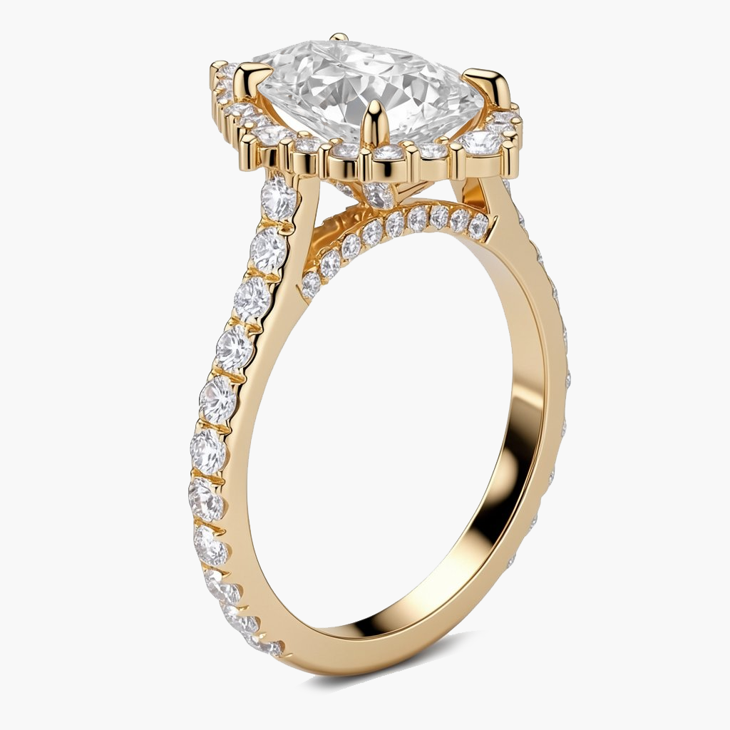 Vera Halo/Pavé Pear Diamond Ring