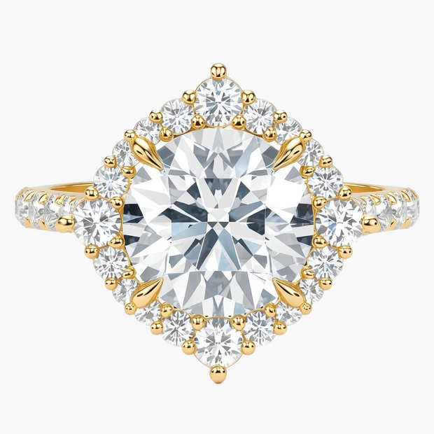 Rosaline Halo/Pavé Round Diamond Ring