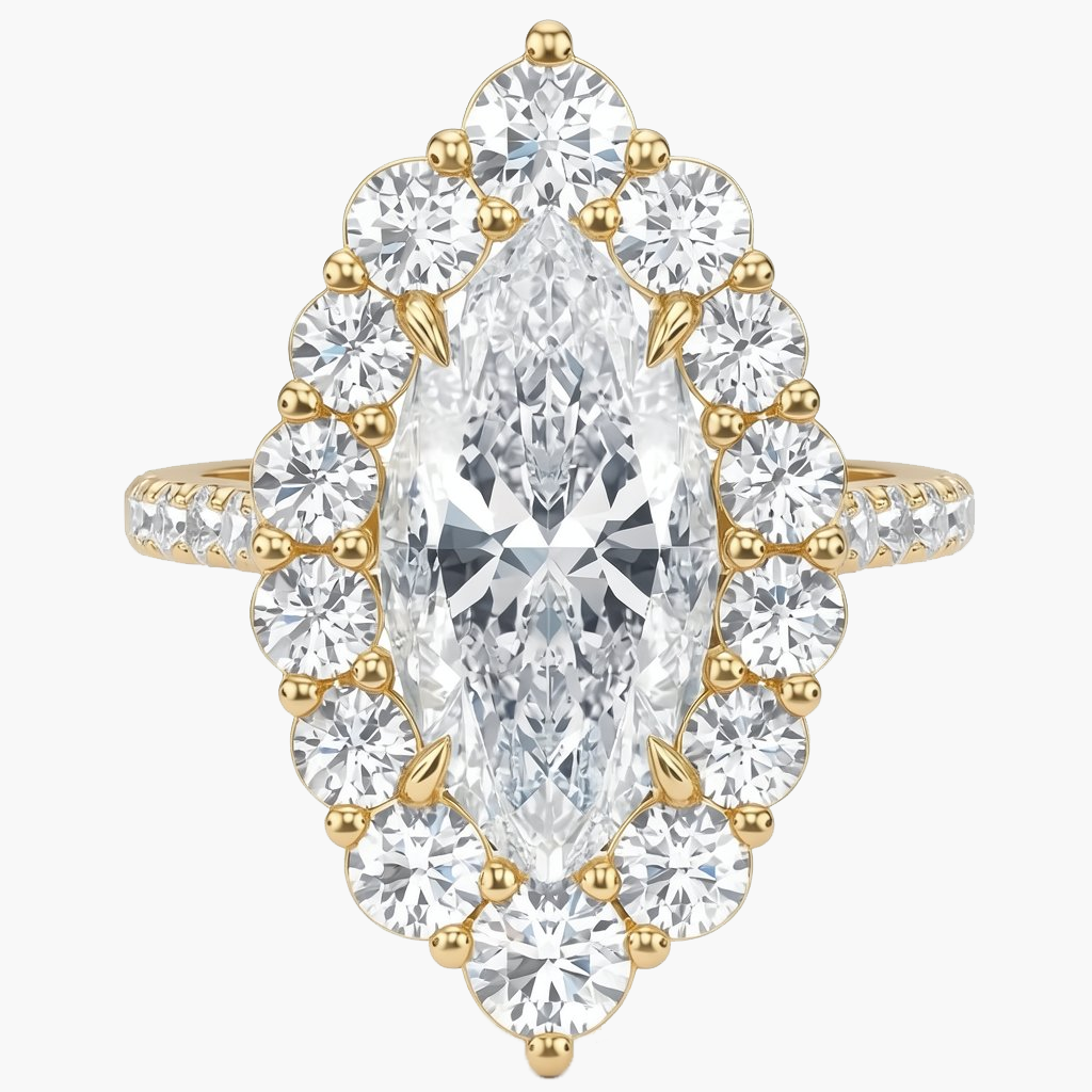 Elle Halo/Pavé Marquise Diamond Ring