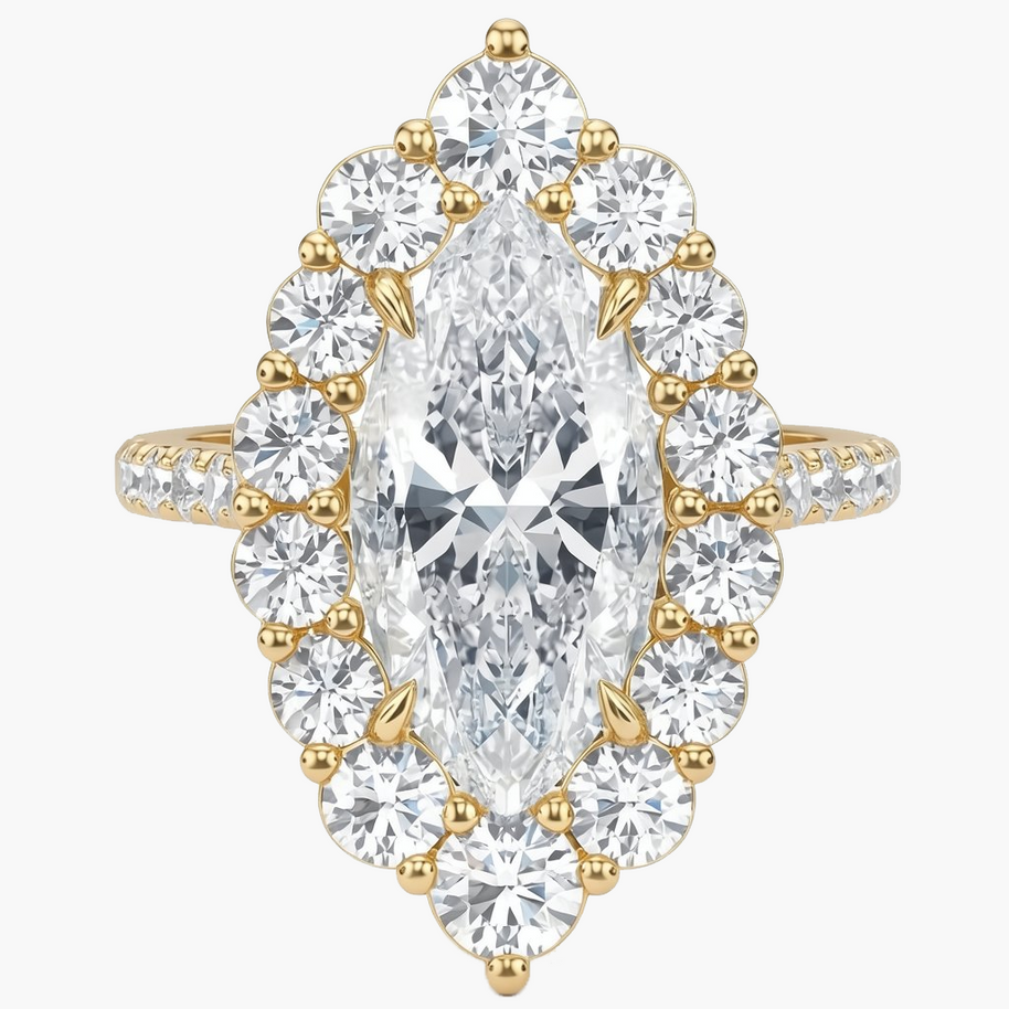 Elle Halo/Pavé Marquise Diamond Ring