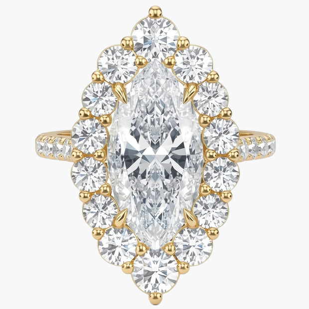 Elle Halo/Pavé Marquise Diamond Ring