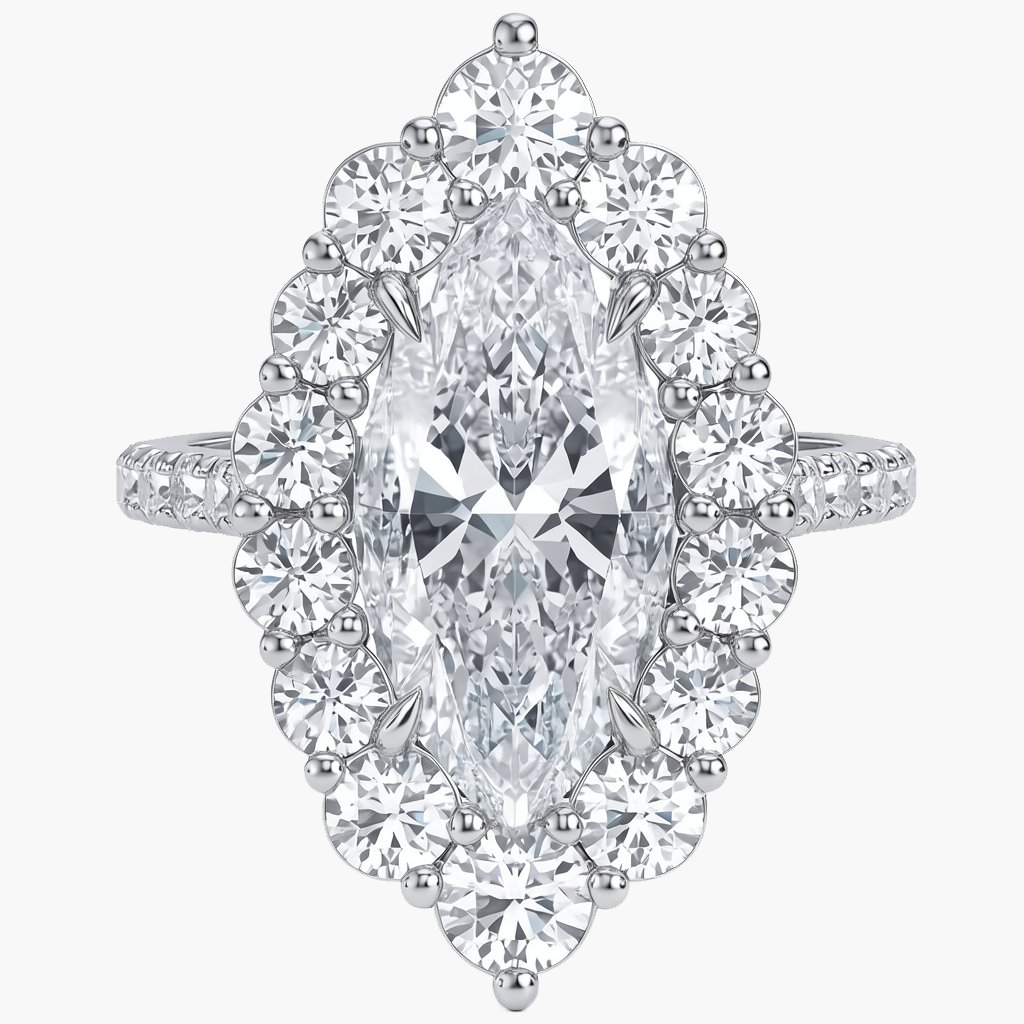 Elle Halo/Pavé Marquise Diamond Ring