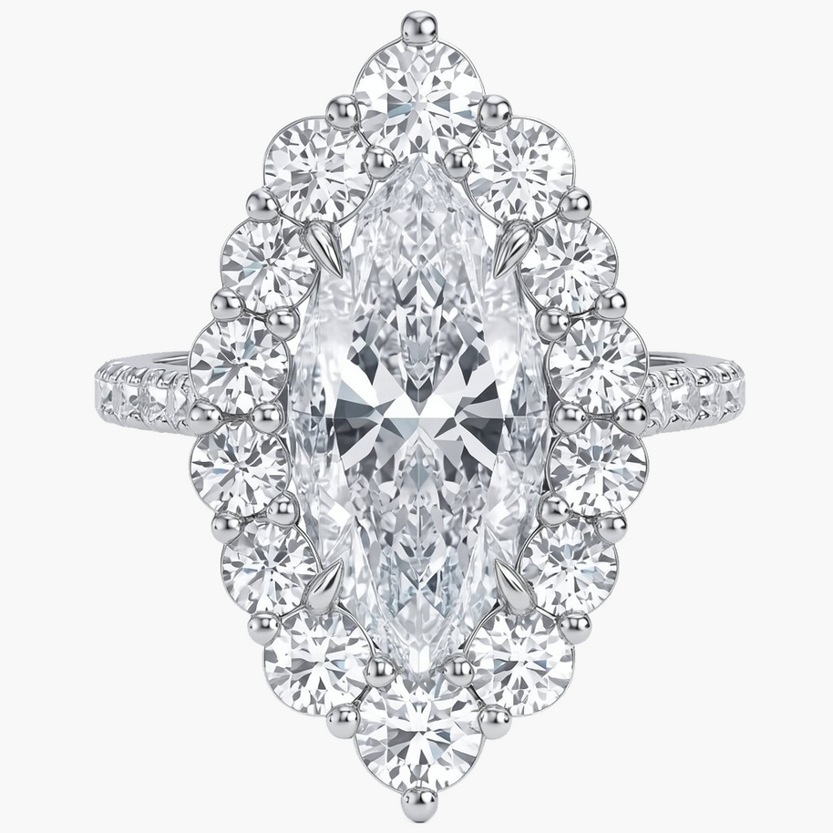 Elle Halo/Pavé Marquise Diamond Ring