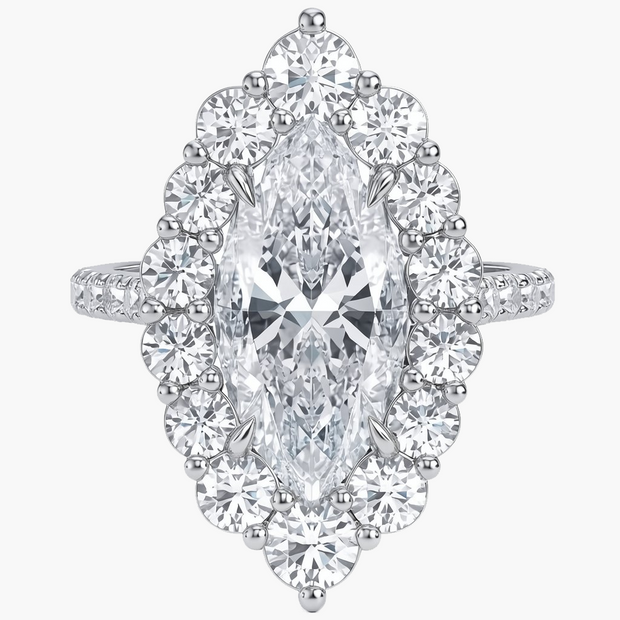 Elle Halo/Pavé Marquise Diamond Ring