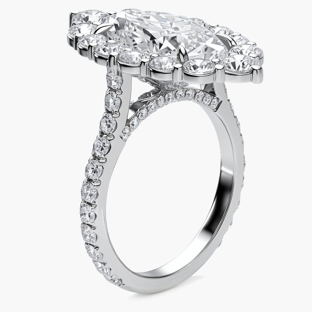 Elle Halo/Pavé Marquise Diamond Ring