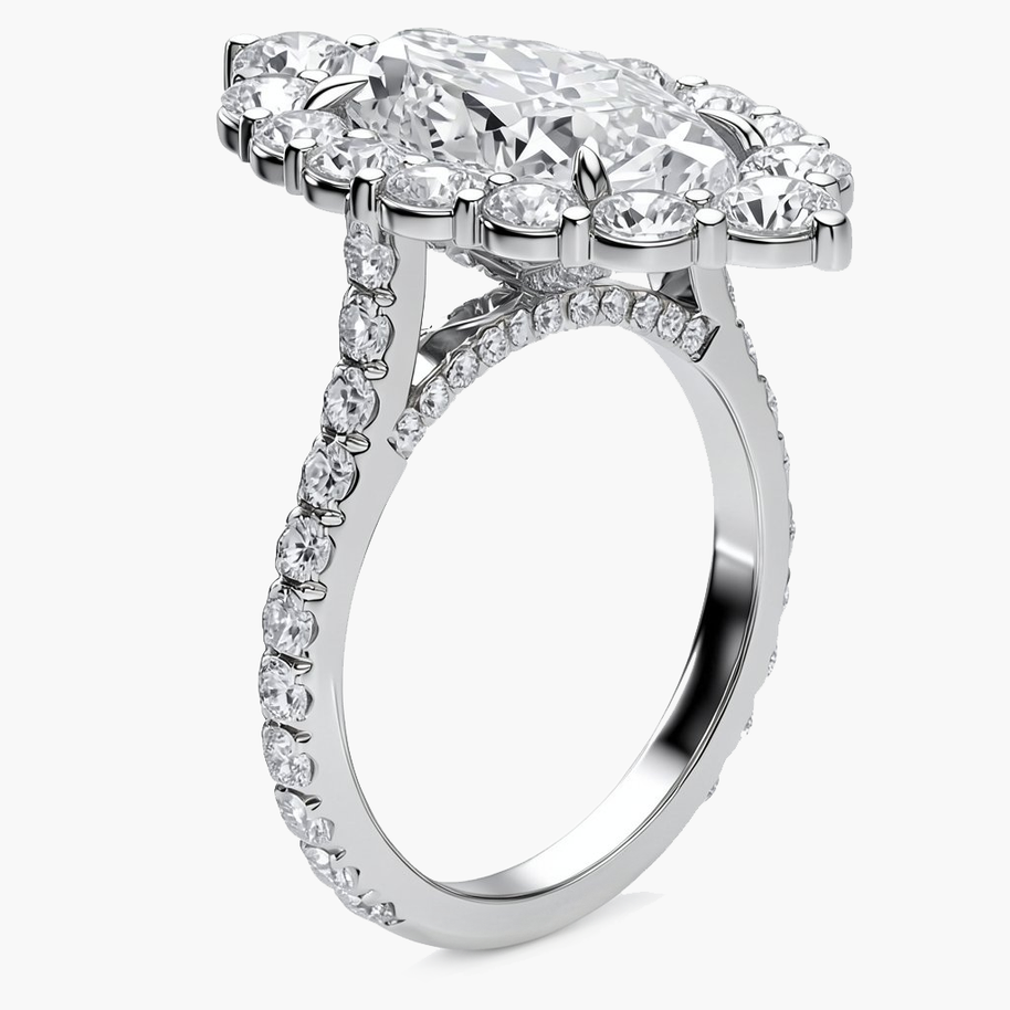 Elle Halo/Pavé Marquise Diamond Ring