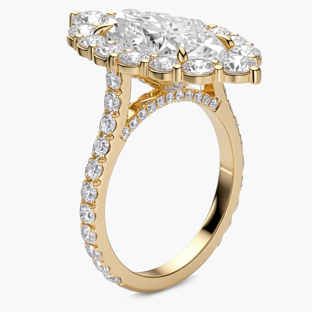 Elle Halo/Pavé Marquise Diamond Ring