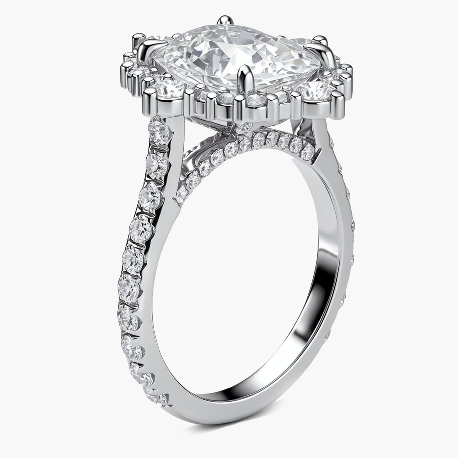 Aurelia Halo/Pavé Cushion Diamond Ring