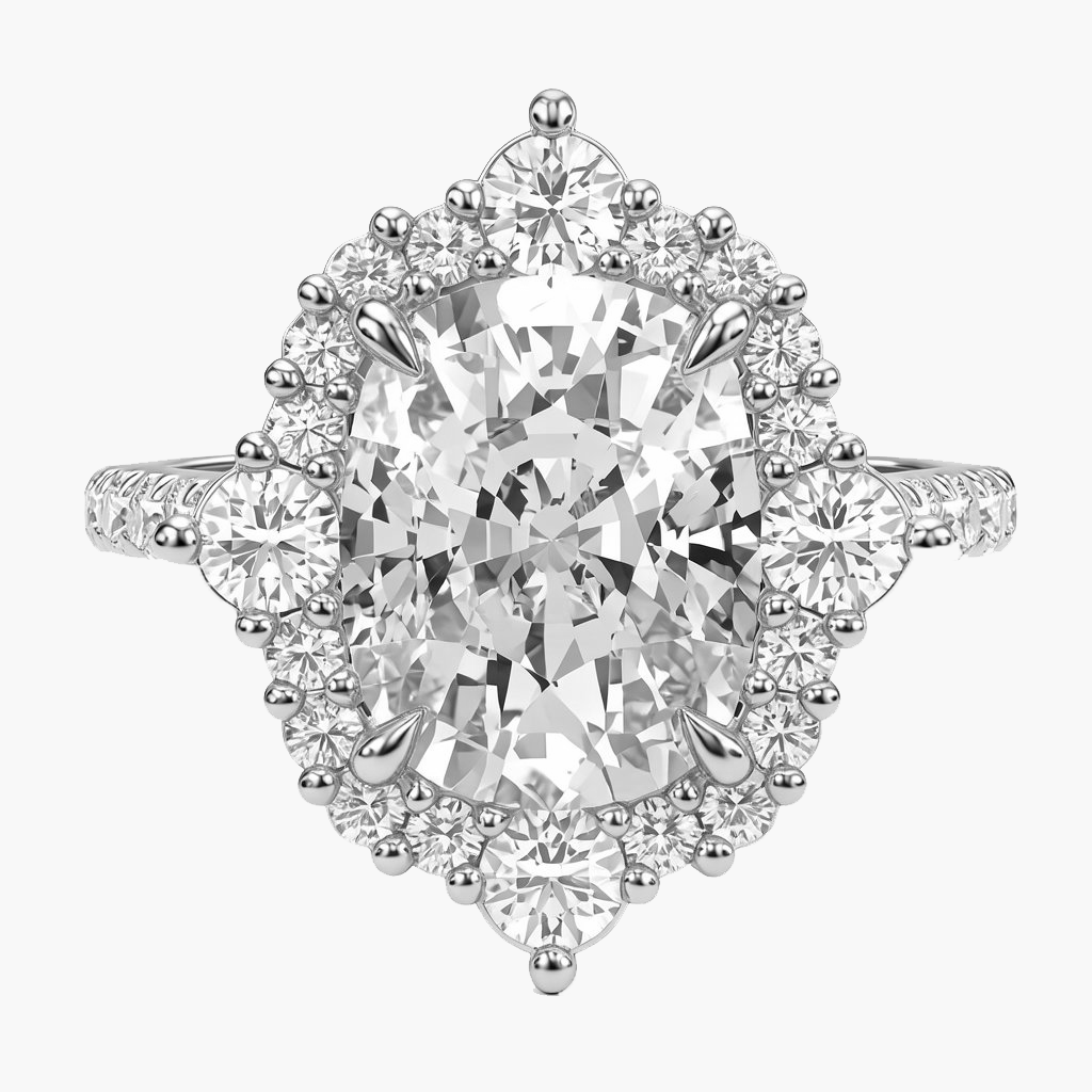 Aurelia Halo/Pavé Cushion Diamond Ring
