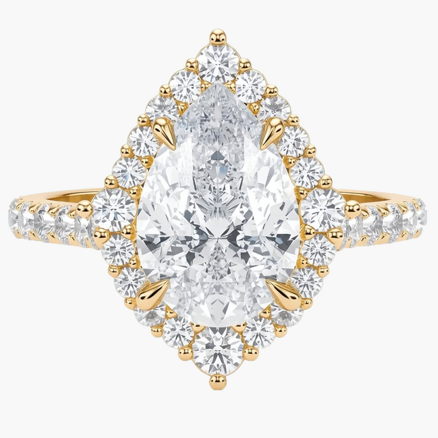 Vera Halo/Pavé Pear Diamond Ring