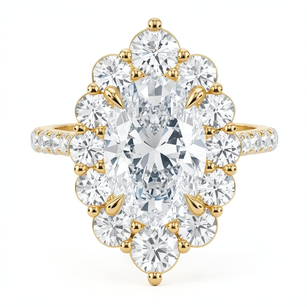 Estelle Pavé Oval Diamond Ring