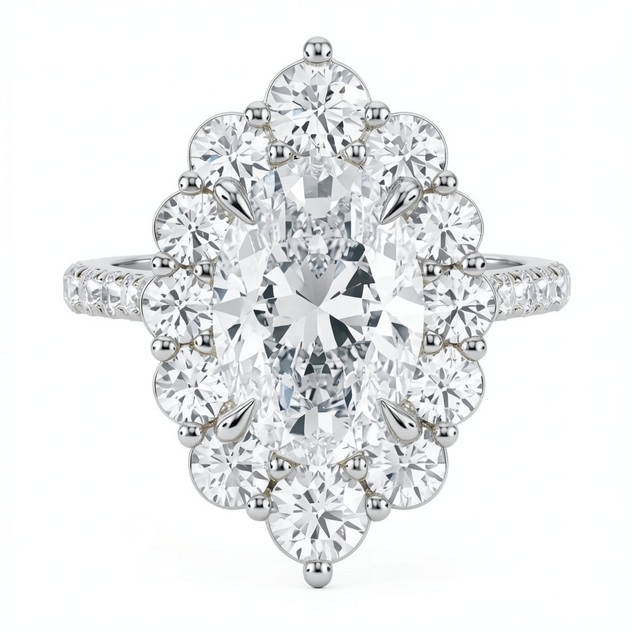 Estelle Pavé Oval Diamond Ring
