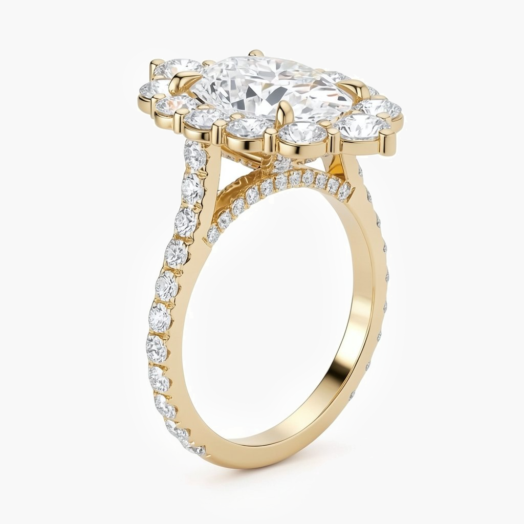 Estelle Oval Halo Diamond Ring