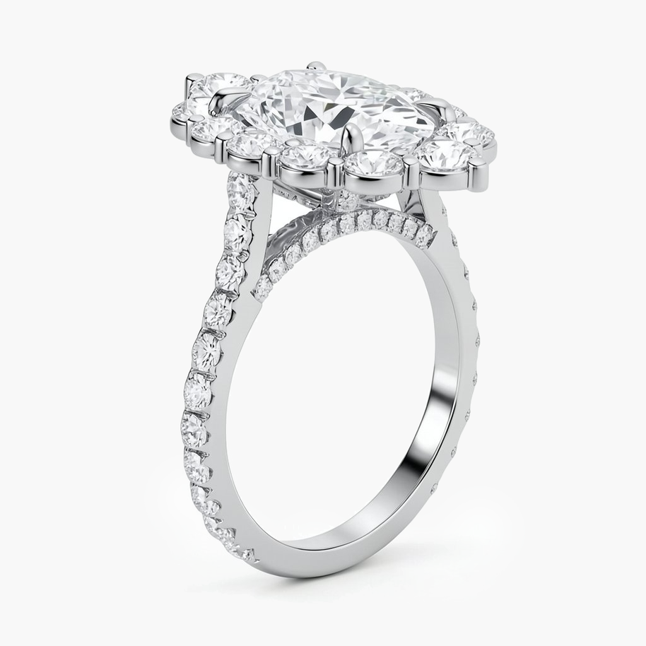 Estelle Oval Halo Diamond Ring