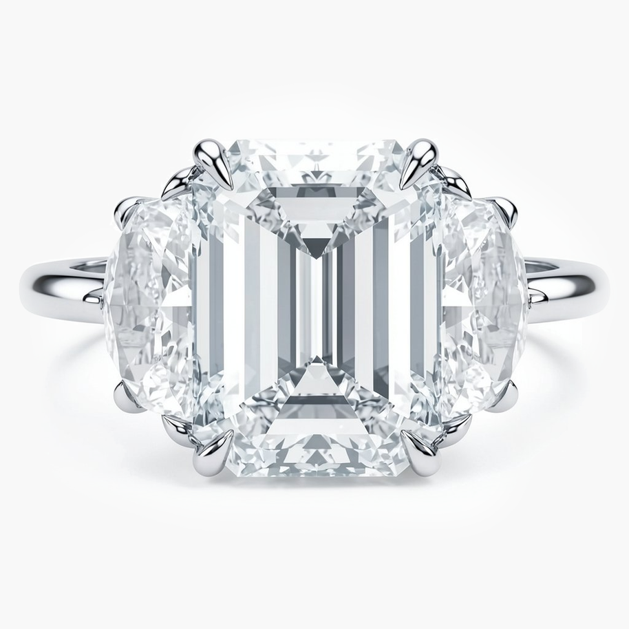 Esme Trinity Emerald Diamond Ring