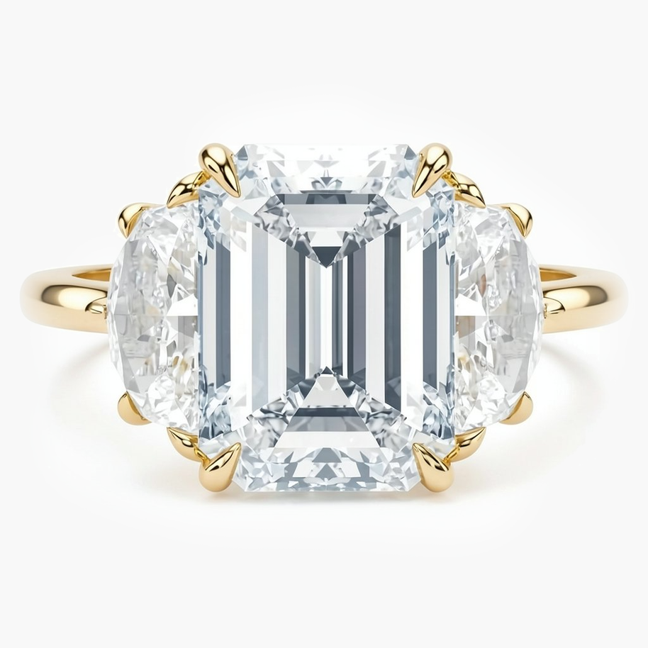 Esme Trinity Emerald Diamond Ring