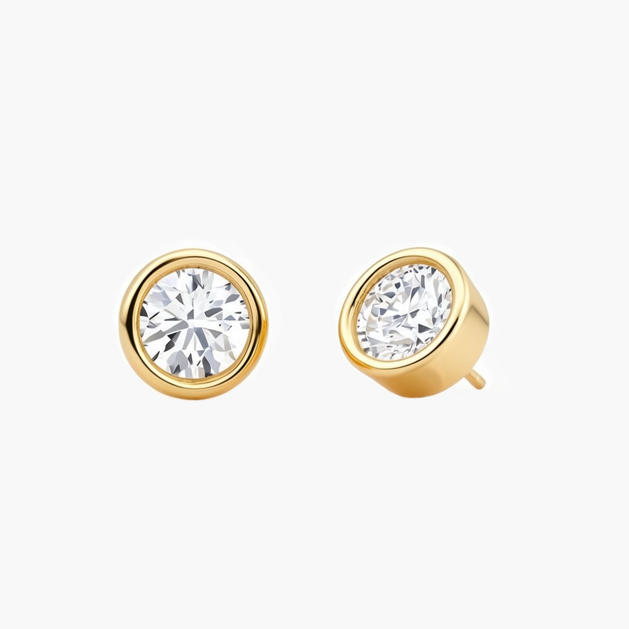 Bezel Diamond Stud Earrings