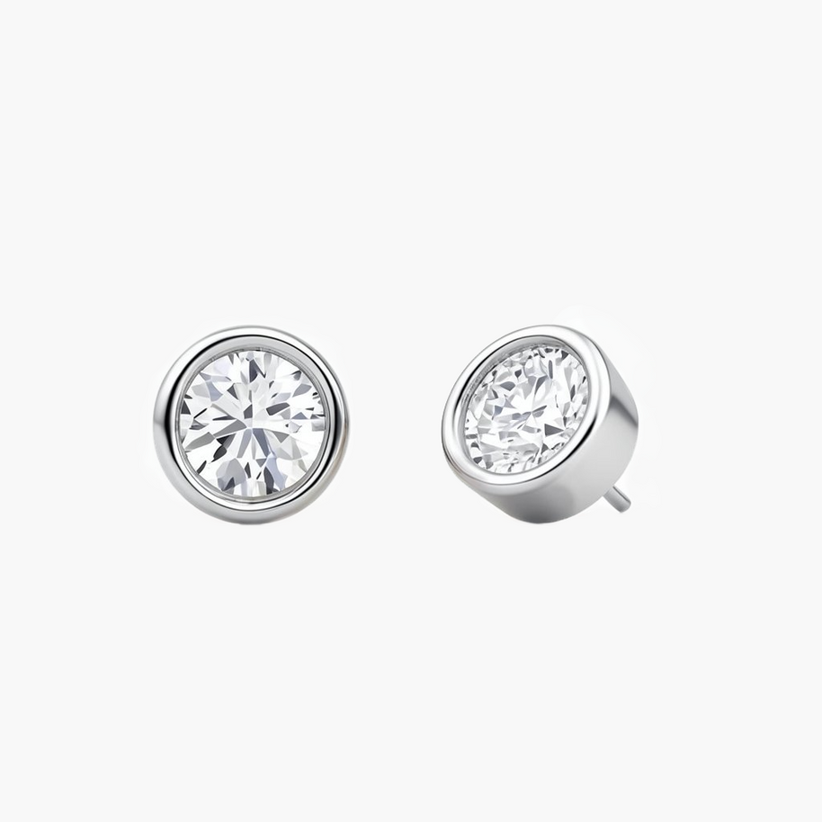 Bezel Diamond Stud Earrings