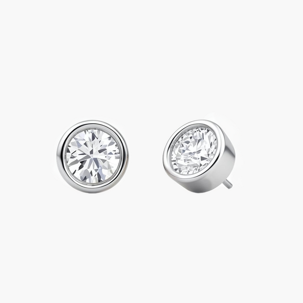 Bezel Diamond Stud Earrings
