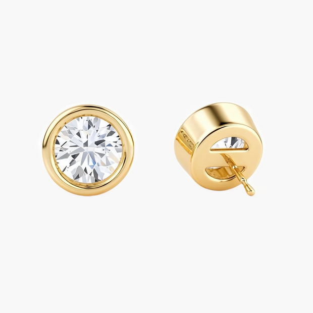 Bezel Diamond Stud Earrings