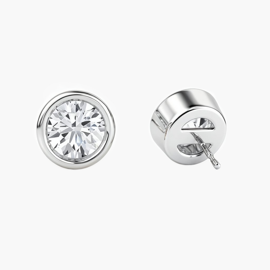 Bezel Diamond Stud Earrings