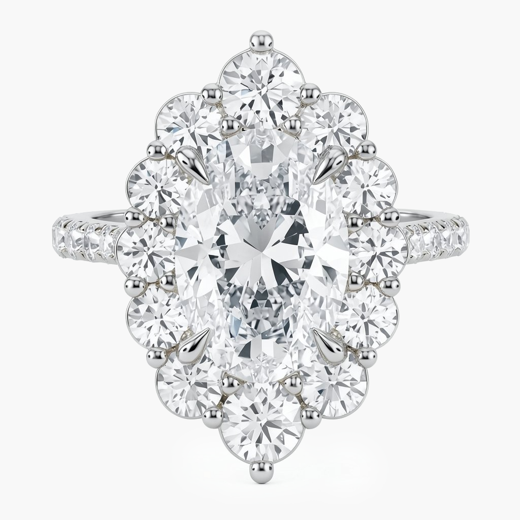 Estelle Oval Halo Diamond Ring