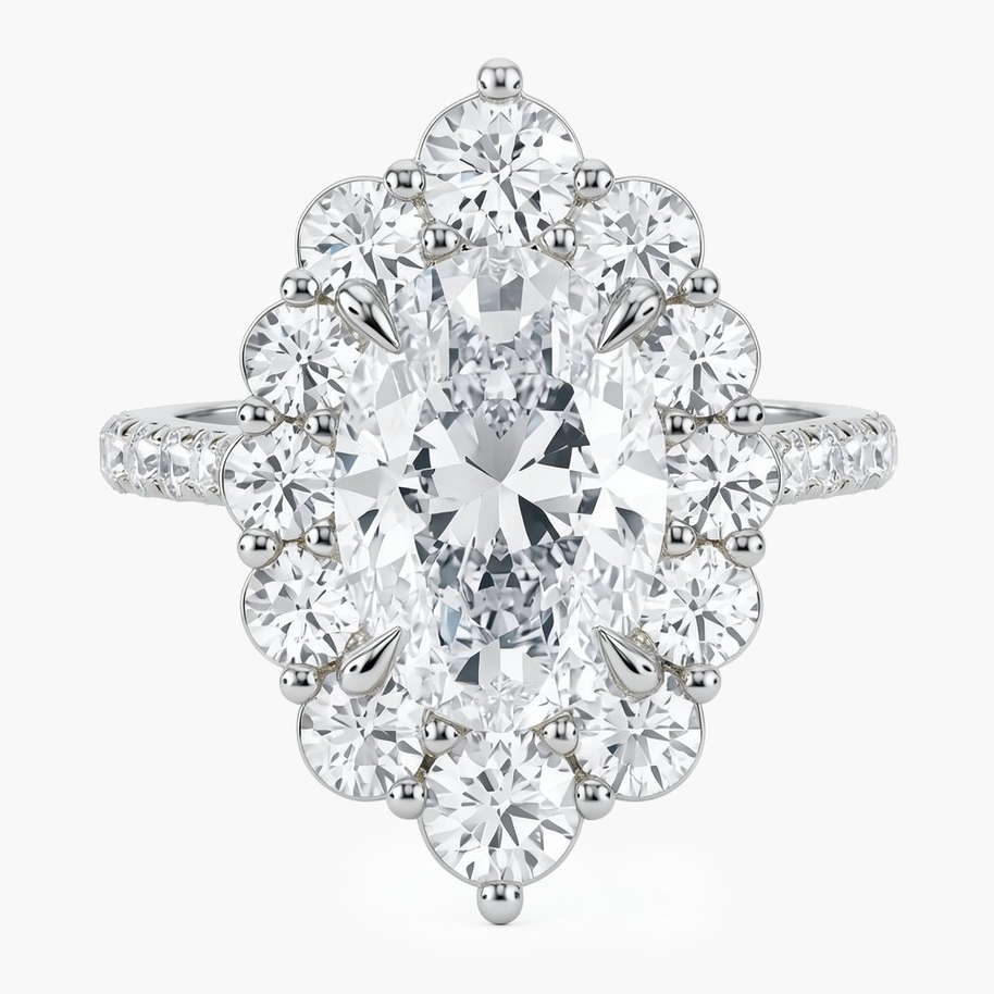Estelle Oval Halo Diamond Ring