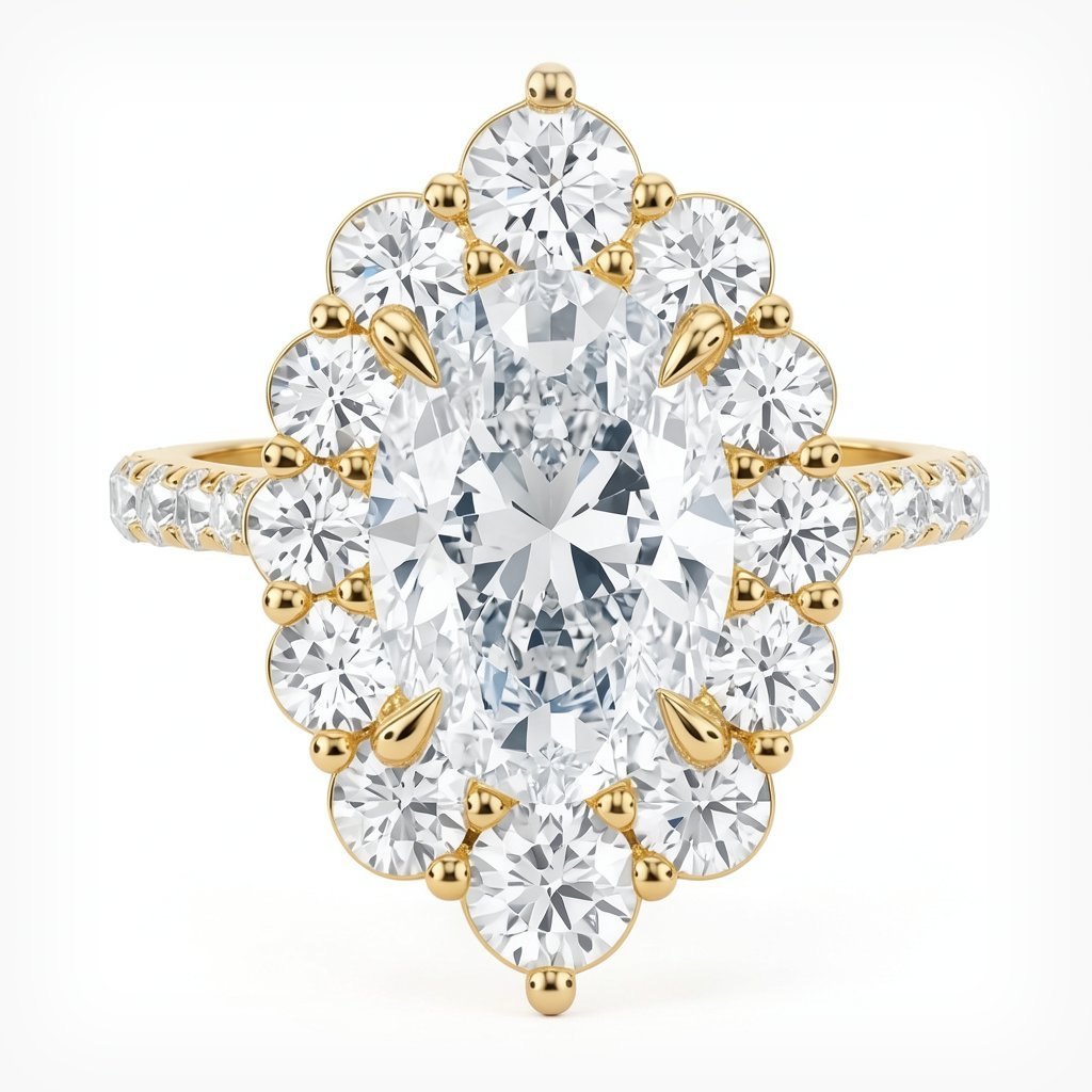 Estelle Oval Halo Diamond Ring