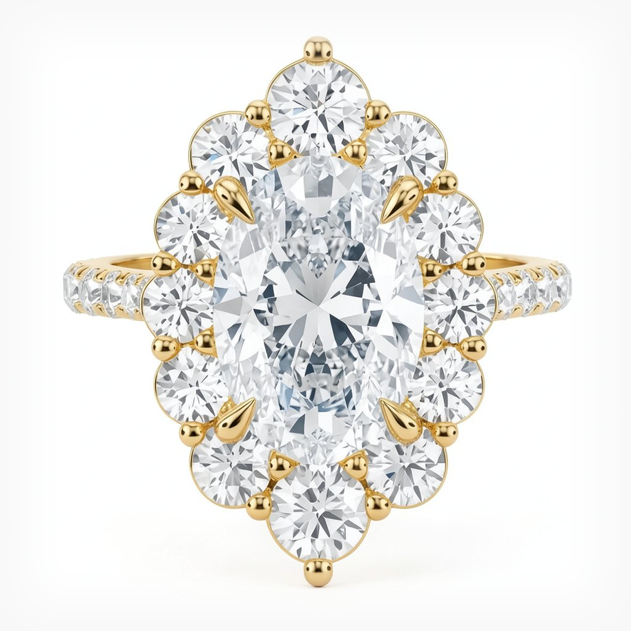 Estelle Oval Halo Diamond Ring