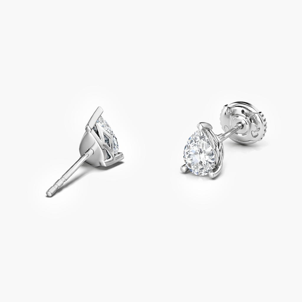 Boucles d'oreilles puces en diamant Meteor en forme de poire, 1 ct au total