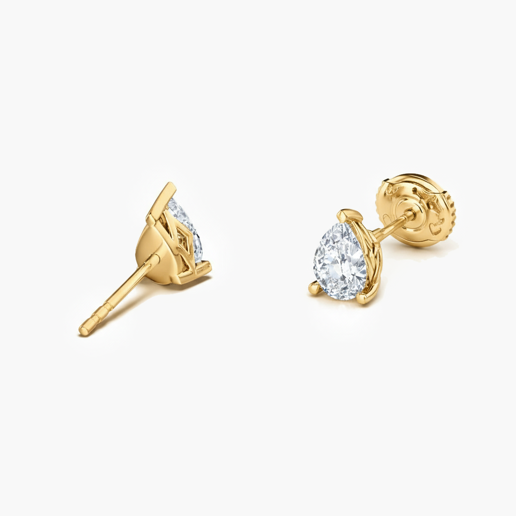 Boucles d'oreilles puces en diamant Meteor en forme de poire, 1 ct au total
