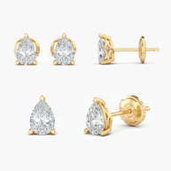 1.0 ct. tw. Lab-Grown Pear-Shaped Diamond Stud Earrings (Yellow Gold)