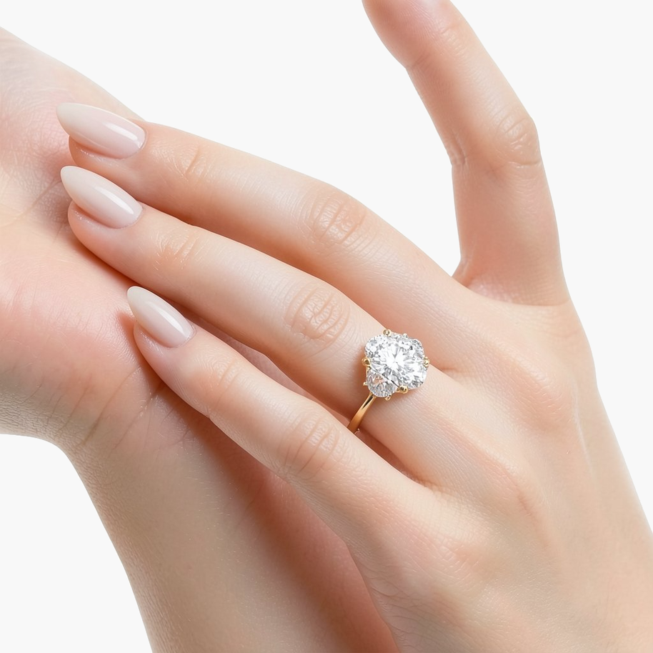 Elodie Trinity Oval Diamond Ring
